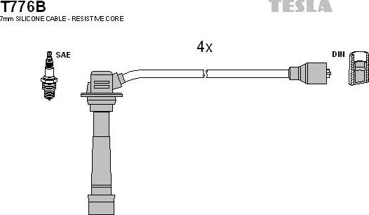TESLA T776B - Комплект проводів запалювання avtolavka.club