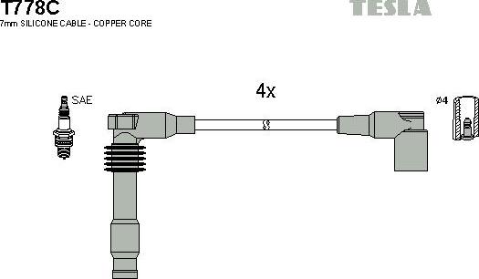 TESLA T778C - Комплект проводів запалювання avtolavka.club