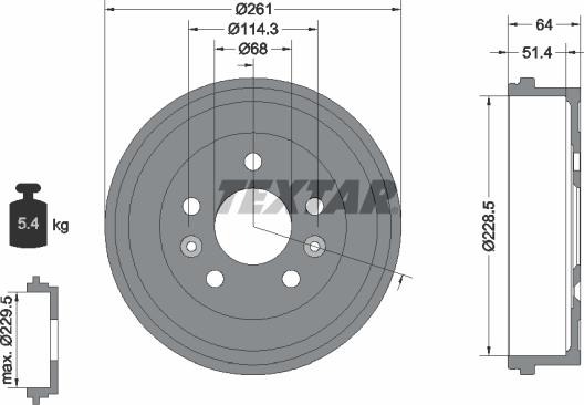 Textar 94045500 - Гальмівний барабан avtolavka.club