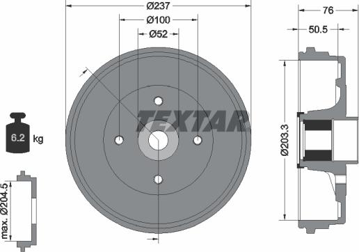 Textar 94041400 - Гальмівний барабан avtolavka.club