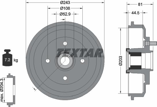 Textar 94041300 - Гальмівний барабан avtolavka.club