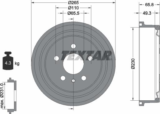 Textar 94048800 - Гальмівний барабан avtolavka.club