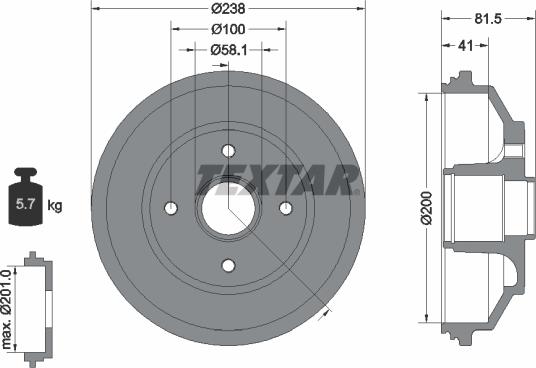 Textar 94043000 - Гальмівний барабан avtolavka.club