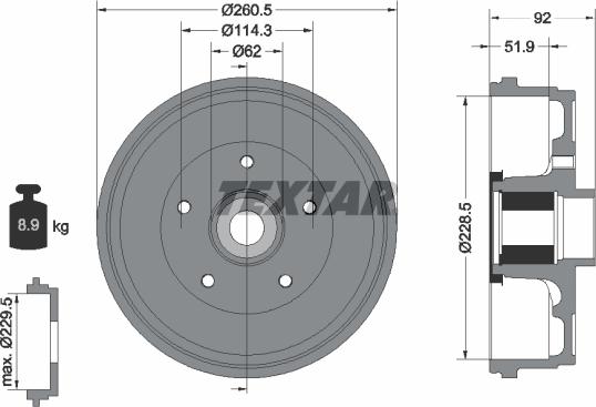 Textar 94047500 - Гальмівний барабан avtolavka.club