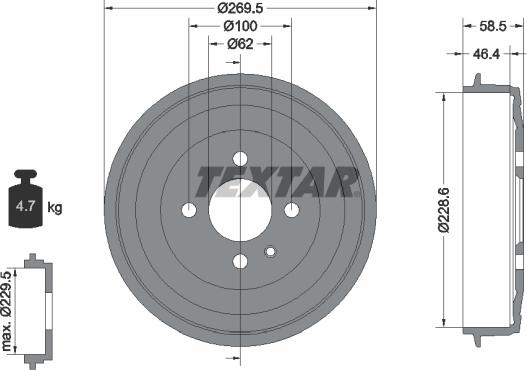 Textar 94009300 - Гальмівний барабан avtolavka.club