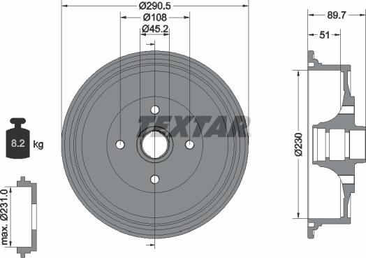 Textar 94009200 - Гальмівний барабан avtolavka.club