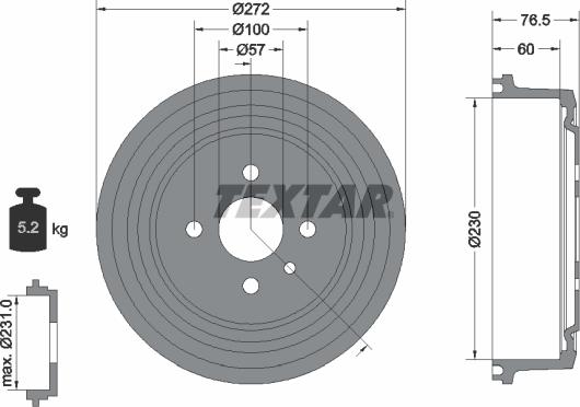 Textar 94003700 - Гальмівний барабан avtolavka.club