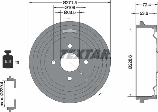 Textar 94007300 - Гальмівний барабан avtolavka.club