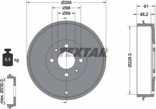 Textar 94014000 - Гальмівний барабан avtolavka.club