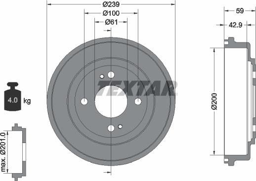 Textar 94015300 - Гальмівний барабан avtolavka.club