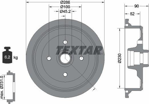 Textar 94011500 - Гальмівний барабан avtolavka.club