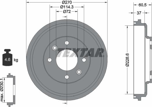 Textar 94034500 - Гальмівний барабан avtolavka.club