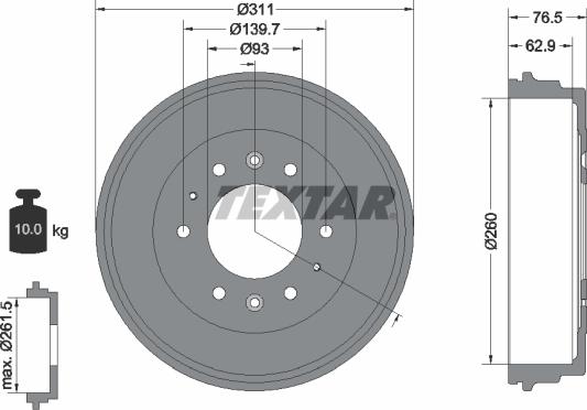 Textar 94035500 - Гальмівний барабан avtolavka.club