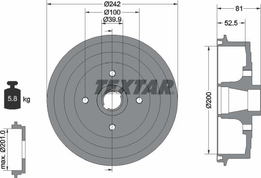 Textar 94035100 - Гальмівний барабан avtolavka.club