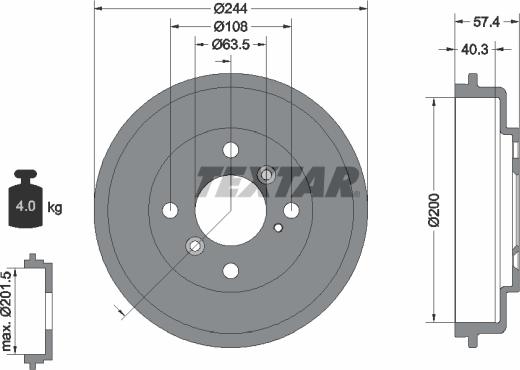 Textar 94031900 - Гальмівний барабан avtolavka.club