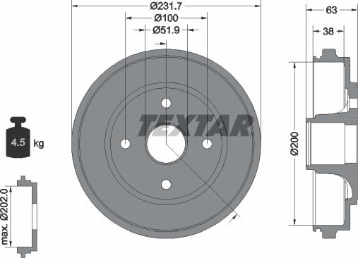 Textar 94033200 - Гальмівний барабан avtolavka.club