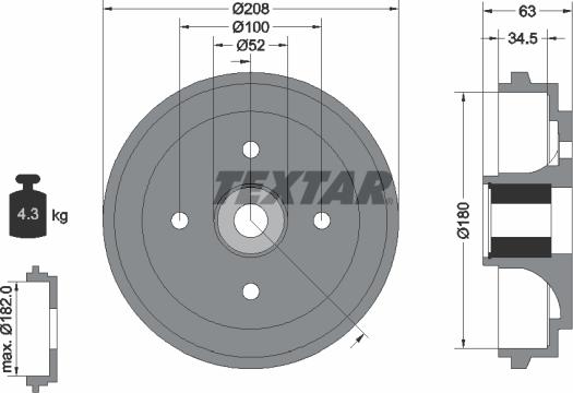 Textar 94032500 - Гальмівний барабан avtolavka.club