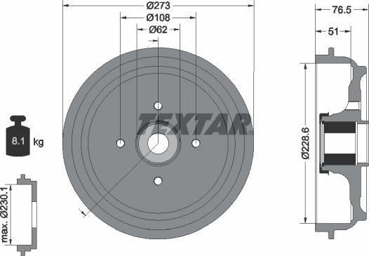 Textar 94037900 - Гальмівний барабан avtolavka.club