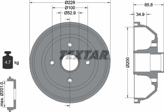 Textar 94024100 - Гальмівний барабан avtolavka.club