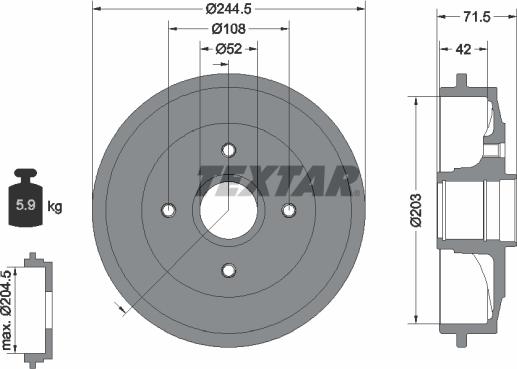 Textar 94026600 - Гальмівний барабан avtolavka.club