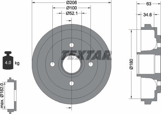 Textar 94023900 - Гальмівний барабан avtolavka.club