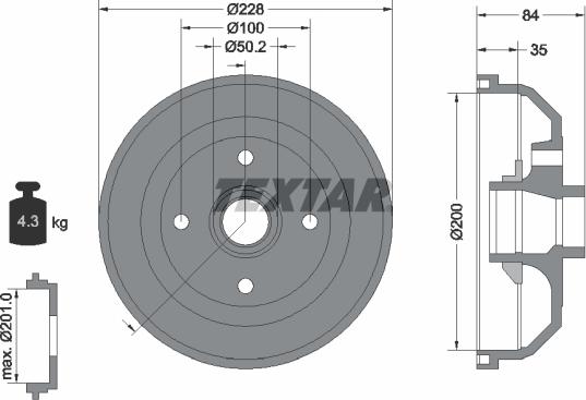 Textar 94022300 - Гальмівний барабан avtolavka.club