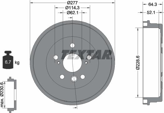 Textar 94022200 - Гальмівний барабан avtolavka.club