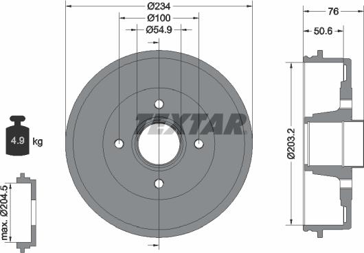 Textar 94027100 - Гальмівний барабан avtolavka.club