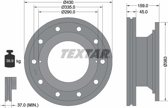 Textar 93095900 - Гальмівний диск avtolavka.club