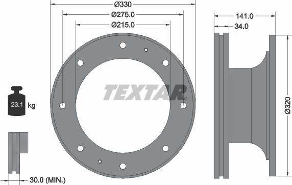 Textar 93127400 - Гальмівний диск avtolavka.club