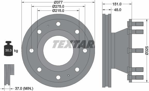 Textar 93127600 - Гальмівний диск avtolavka.club