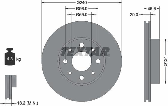 Textar 92090300 - Гальмівний диск avtolavka.club