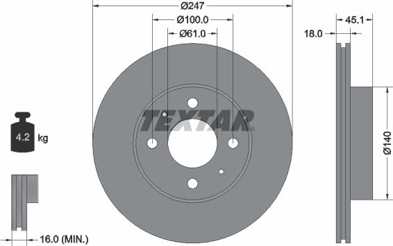 Textar 92091000 - Гальмівний диск avtolavka.club