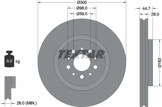 Textar 92092700 - Гальмівний диск avtolavka.club