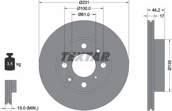 Textar 92046500 - Гальмівний диск avtolavka.club