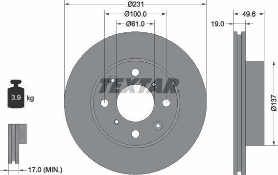 Textar 92046700 - Гальмівний диск avtolavka.club