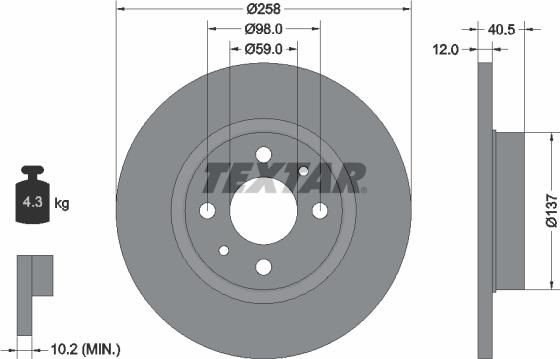 Textar 92041500 - Гальмівний диск avtolavka.club