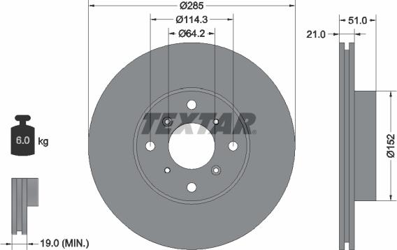 Textar 92048900 - Гальмівний диск avtolavka.club