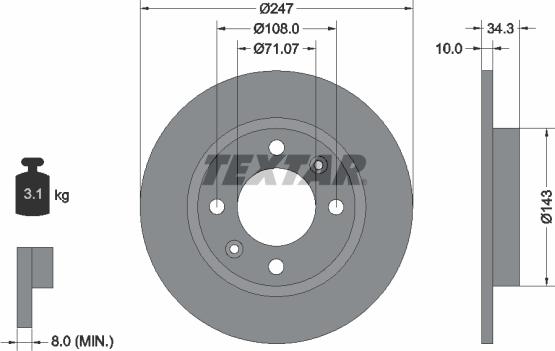 Textar 92048200 - Гальмівний диск avtolavka.club