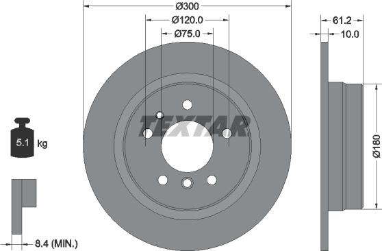 Textar 92042300 - Гальмівний диск avtolavka.club