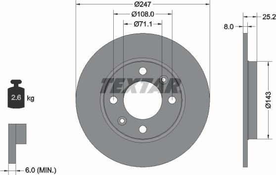 Textar 92055000 - Гальмівний диск avtolavka.club