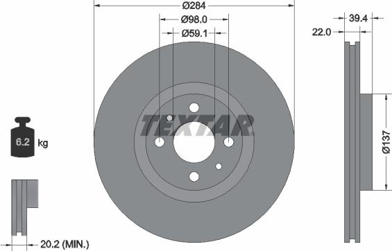 Textar 92055200 - Гальмівний диск avtolavka.club