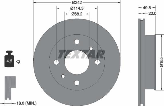 Textar 92056200 - Гальмівний диск avtolavka.club