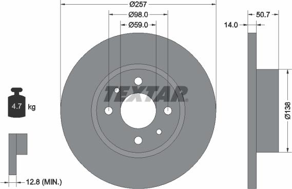 Textar 92053200 - Гальмівний диск avtolavka.club