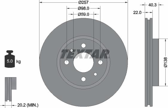 Textar 92069600 - Гальмівний диск avtolavka.club