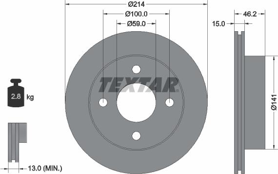 Textar 92069800 - Гальмівний диск avtolavka.club