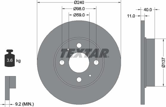 Textar 92061105 - Гальмівний диск avtolavka.club