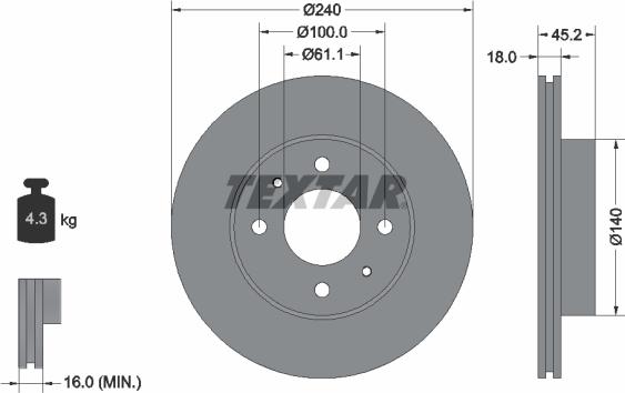 Textar 92063200 - Гальмівний диск avtolavka.club