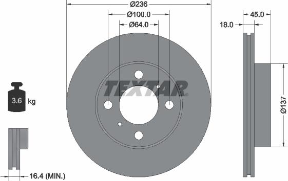 Textar 92089403 - Гальмівний диск avtolavka.club