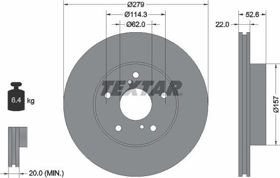 Textar 92080903 - Гальмівний диск avtolavka.club